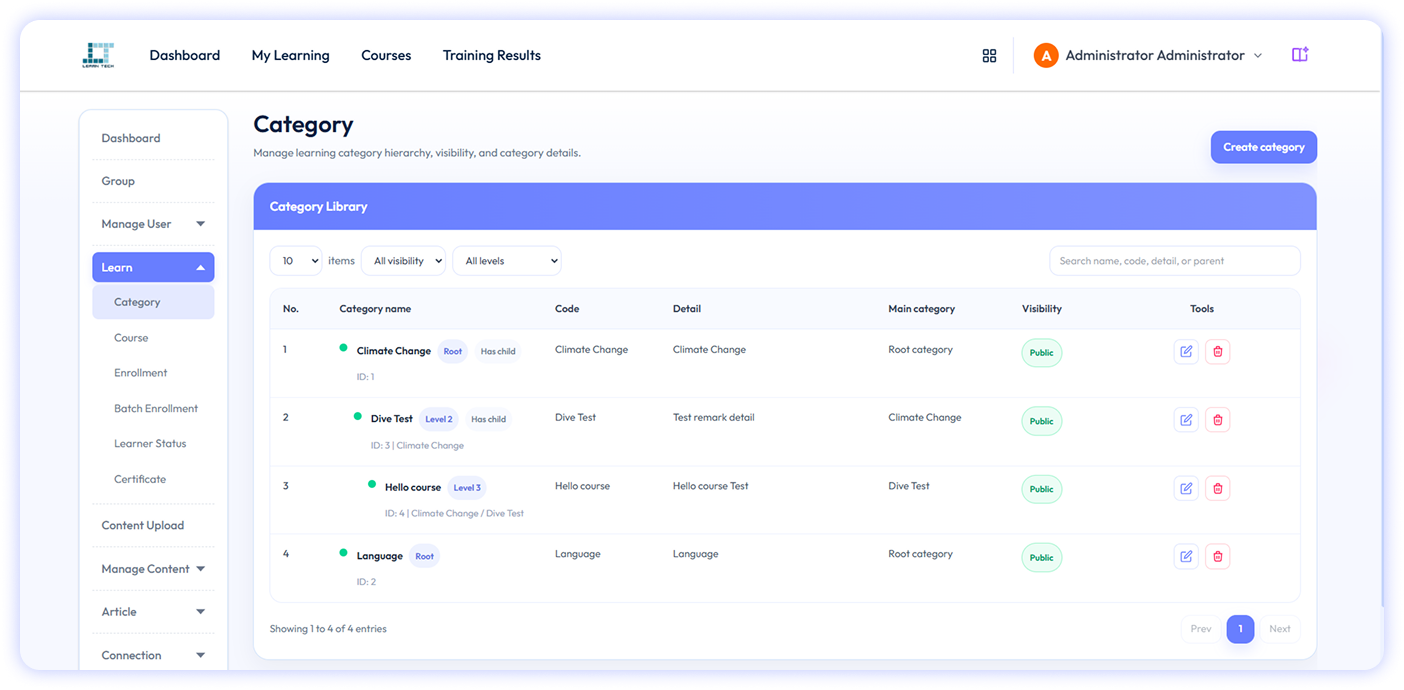 Professional LMS dashboard preview